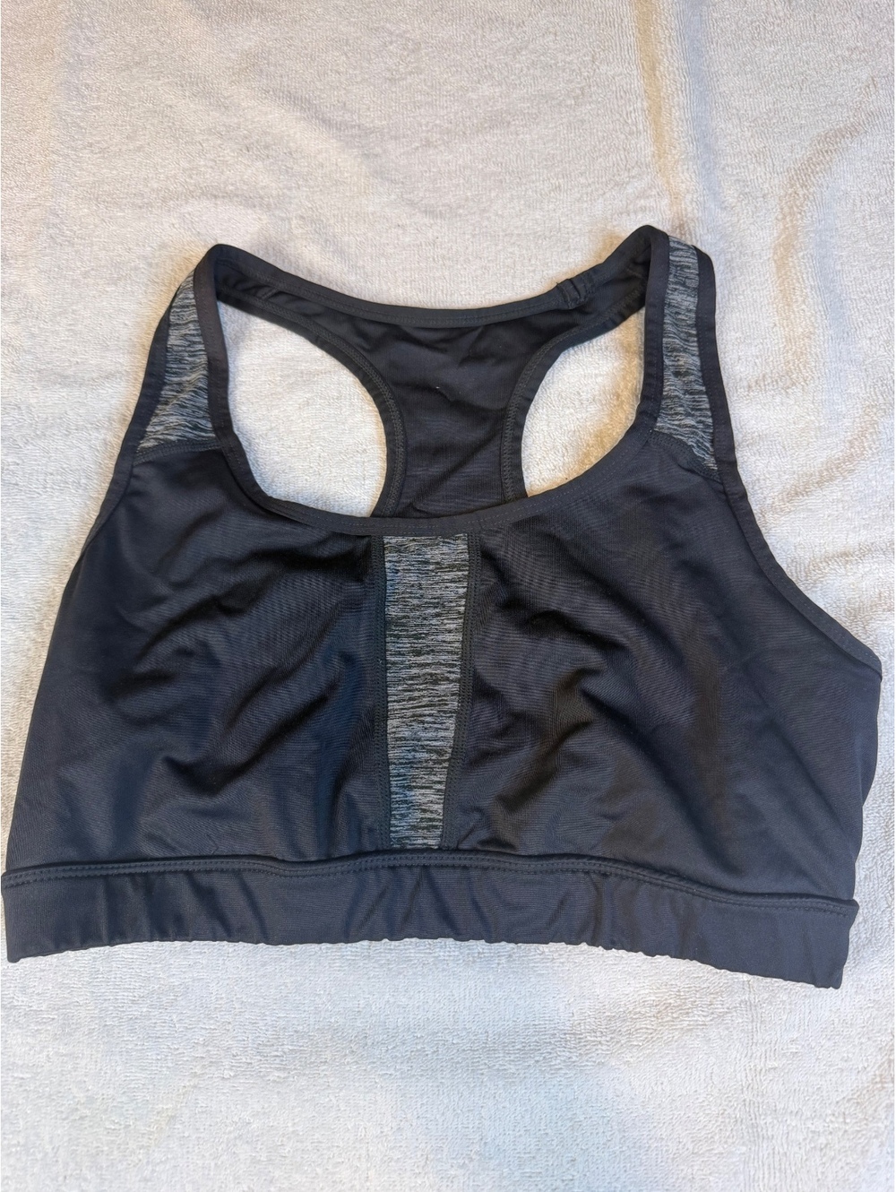 Reebok Black and Gray Racerback Sports Bra Large - #1241